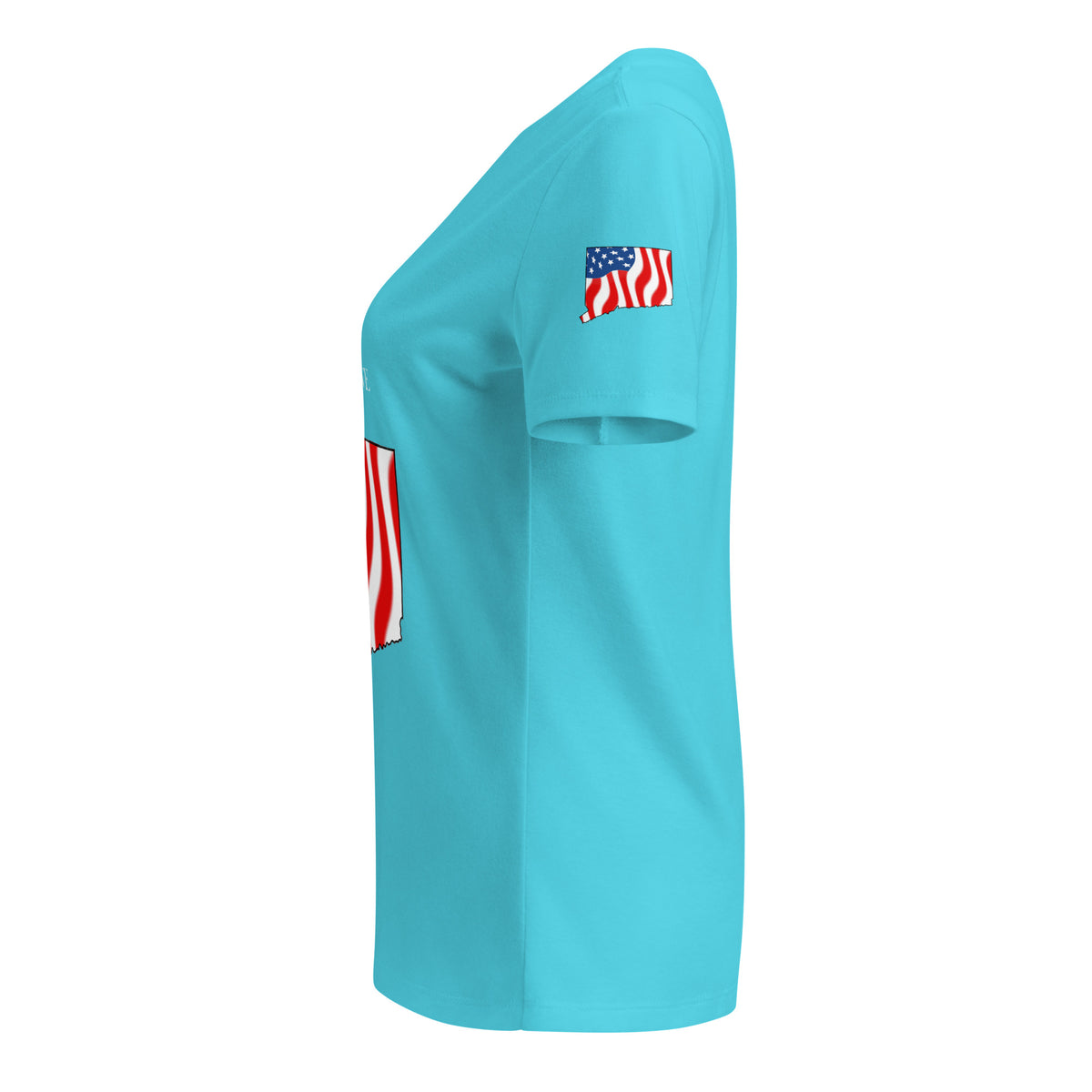Teal women's patriotic American Flag Connecticut t-shirt