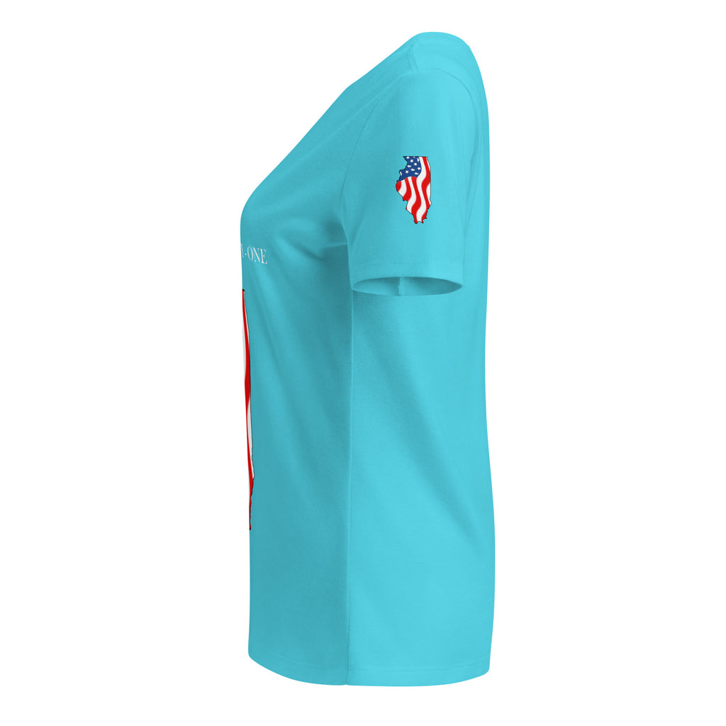 Teal women's patriotic American flag Illinois t-shirt