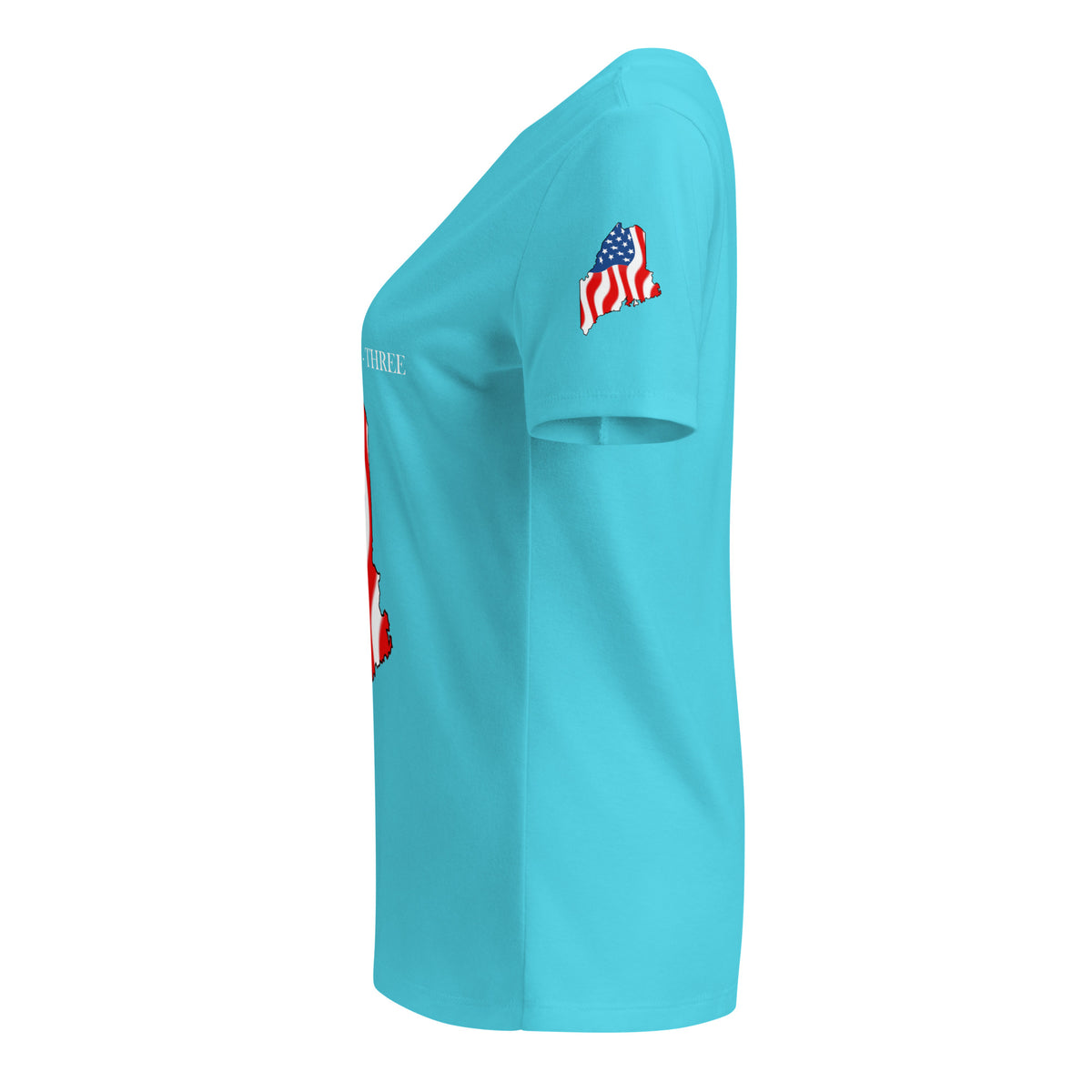Teal women's patriotic American Flag Maine 23 t-shirt