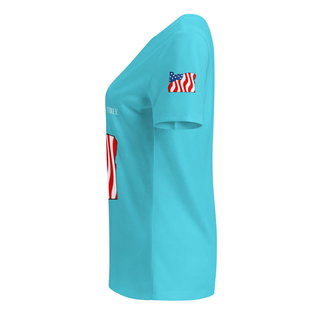 Teal women's patriotic American flag Oregon t-shirt
